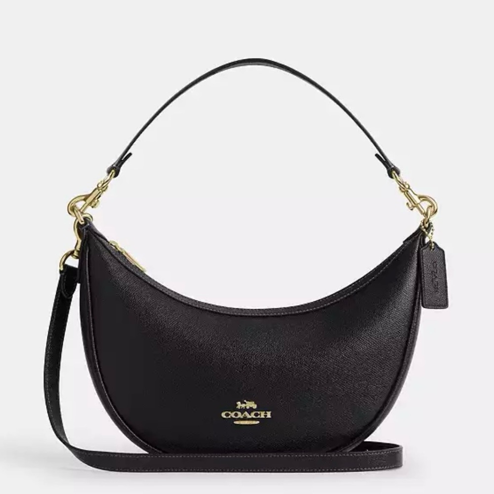 Coach Black Crescent Shoulder Bag with Gold Hardware